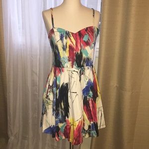 Multi Color Painted dress with exposed back zipper